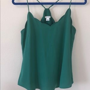 J. Crew Green Scalloped Edge Cami size 6